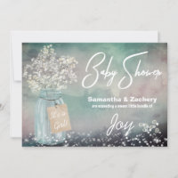 *~* Mason Jar Rustic Baby Breath Baby Shower