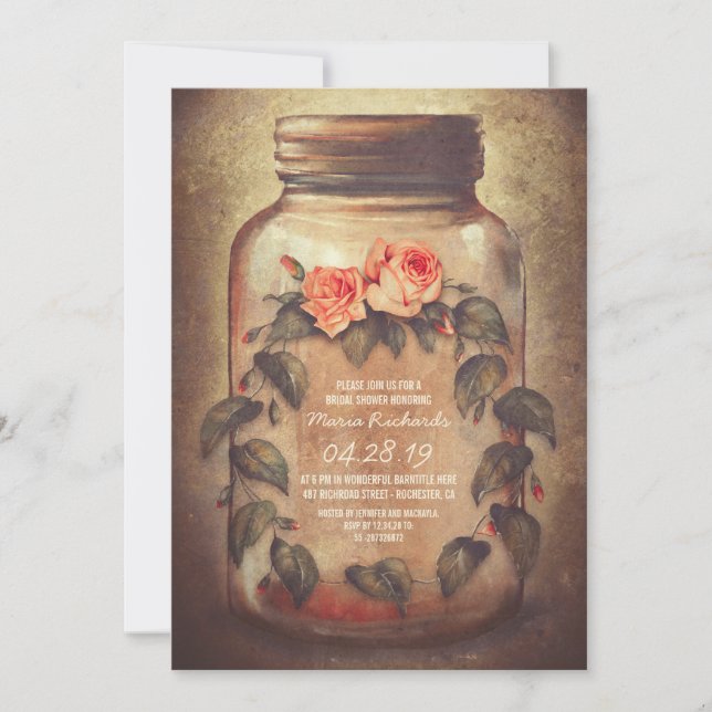 Mason Jar Rustic Bridal Shower Invitation (Front)