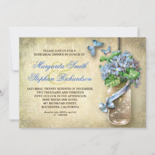 mason jar rustic burlap rehearsal dinner invites
