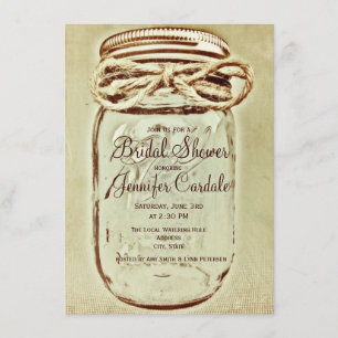 Mason Jar Rustic Country Bridal Shower Invitations