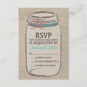 Mason Jar Rustic RSVP Card