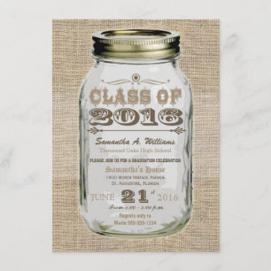 Mason Jar Rustic Vintage Look 2016 Graduation Invitation