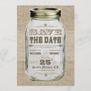 Mason Jar Rustic Vintage Look Save The Date