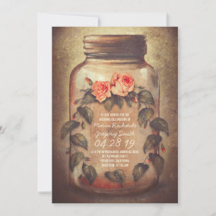 Mason Jar Rustic Wedding Invitations