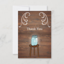 Mason Jar Rustic Wedding Thank You Card