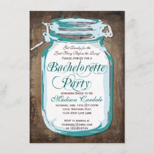Mason Jar Rustic Wood Bachelorette Party Invites