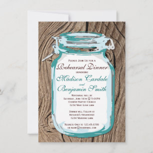 Mason Jar Rustic Wood Rehearsal Dinner Invitations