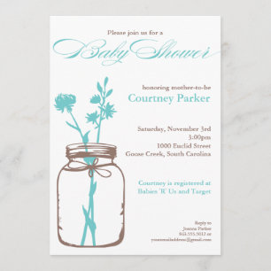 Mason Jar Shower Invitation (blue)