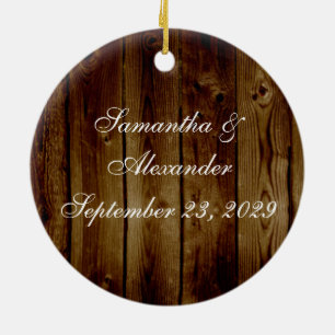 Mason Jar Stamp on Dark Wood Plank Ceramic Tree Decoration