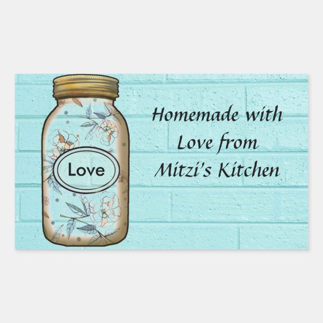 Mason Jar Sticker/Labels personalise. Rectangular Sticker (Front)
