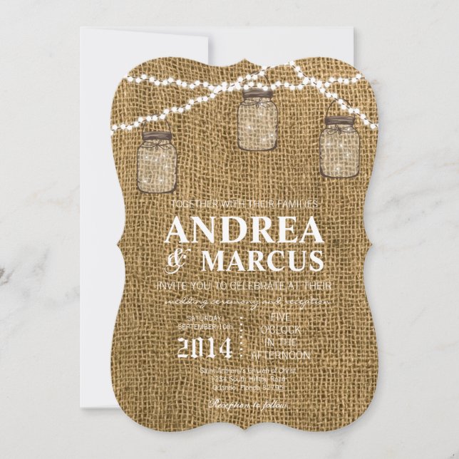 Mason Jar String Lights 5x7 Wedding Invitation (Front)