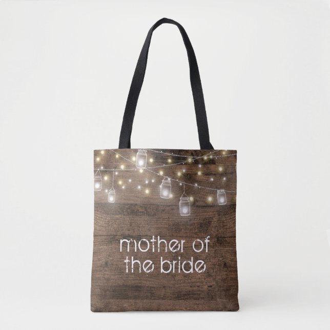 Mason Jar String Lights Romantic Mother of Bride Tote Bag (Front)