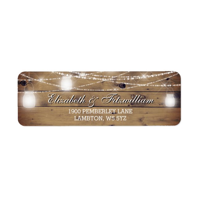 Mason Jar String Lights Rustic Wood Country (Front)