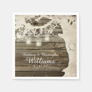Mason Jar String Lights Tree Barn Wood Napkins