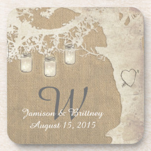 Mason Jar String Lights Vintage Tree Coasters
