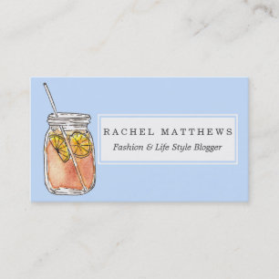Mason Jar Summer Sun Ice Tea in Watercolor Business Card