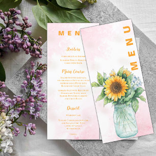 Mason Jar Sunflower Wedding Reception Dinner Menu