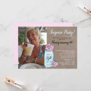 Mason Jar Surprise Birthday Party Invitation