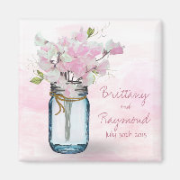 MASON JAR WATERCOLOR PINK SWEET PEAS