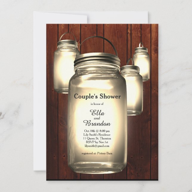 Mason Jar Wedding Couple's Shower Invitation (Front)
