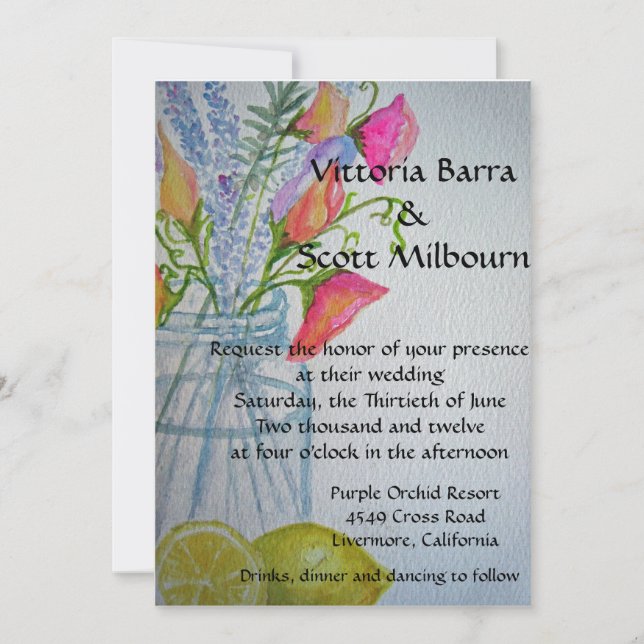 Mason Jar Wedding Invitation #3 (Front)