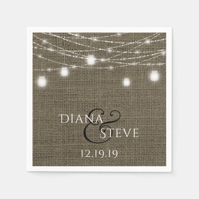 Mason Jar Wedding Rustic Country Burlap Napkin (Front)