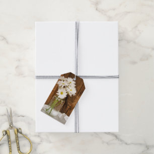Mason Jar White Daisies Country Wedding Favour Tag