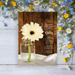 Mason Jar White Daisy Country Bridal Shower Invite
