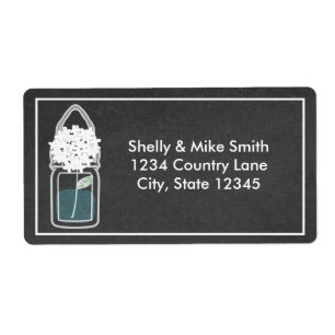 Mason jar white flowers Country Chalk labels
