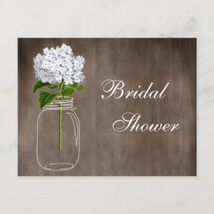 Mason Jar & White Hydrangea Rustic Bridal Shower Invitation