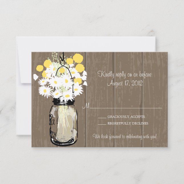 Mason Jar Wild Daisies & Billy Balls  RSVP (Front)