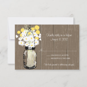 Mason Jar Wild Daisies & Billy Balls RSVP Card