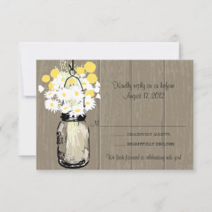 Mason Jar Wild Daisies & Billy Balls RSVP Card