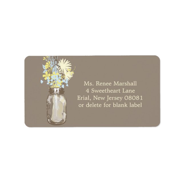 Mason Jar & Wildflowers Label (Front)