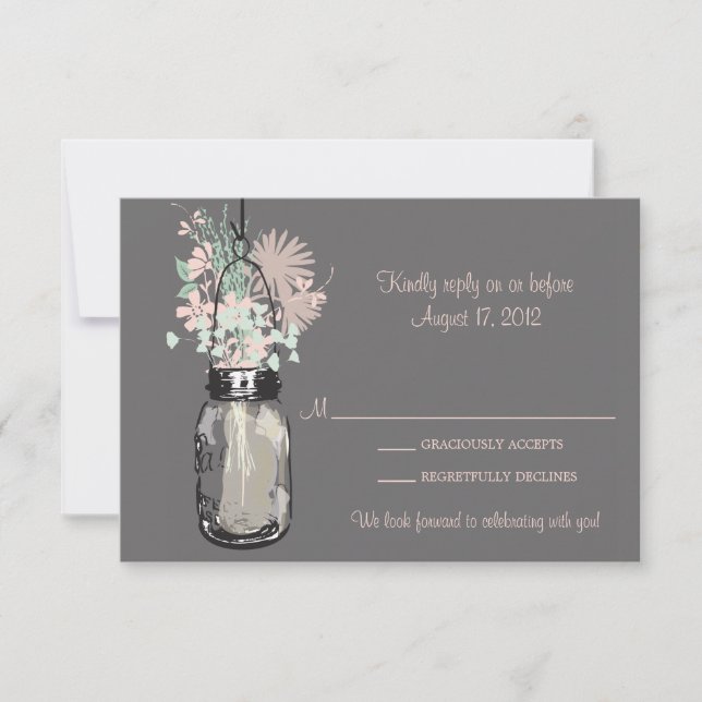 Mason Jar & Wildflowers RSVP Card (Front)