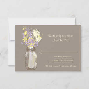 Mason Jar & Wildflowers RSVP Card