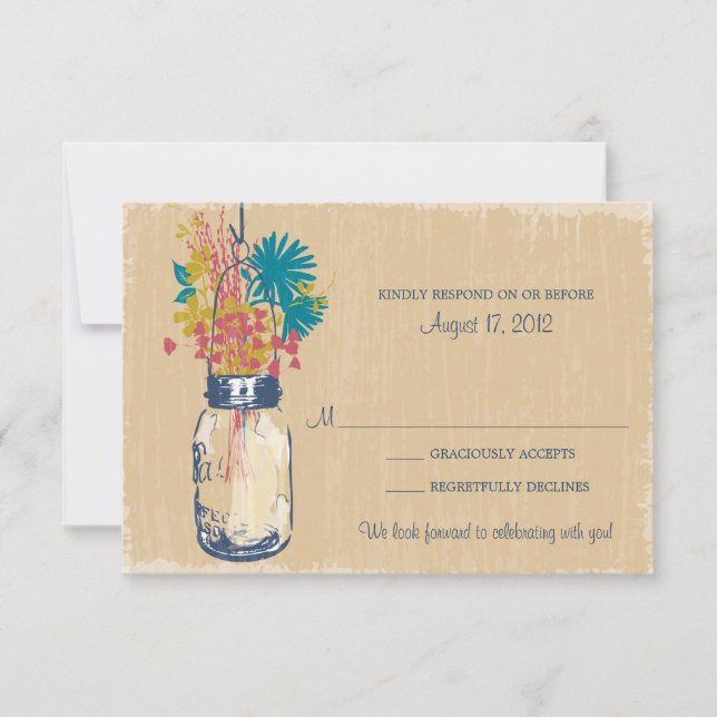 Mason Jar & Wildflowers RSVP Card (Front)