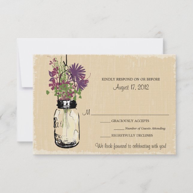 Mason Jar & Wildflowers RSVP Card (Front)