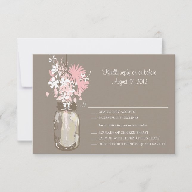 Mason Jar & Wildflowers RSVP Card (Front)