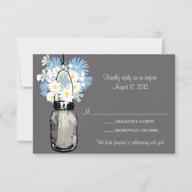 Mason Jar & Wildflowers RSVP Card (Front)