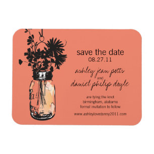 Mason Jar & Wildflowers Save the Date Magnet