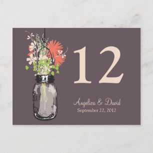 Mason Jar & Wildflowers Table Card
