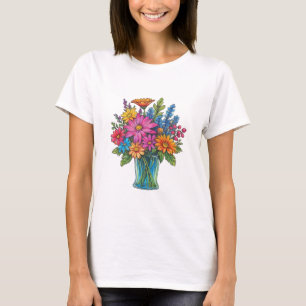 Mason Jar with Beautiful Watercolor Wildflower T-Shirt