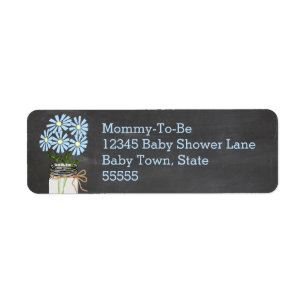 Mason Jar with Blue Flowers Chalkboard Look