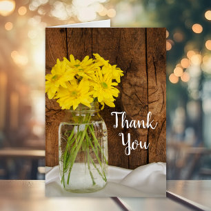 Mason Jar Yellow Daisies Barn Wedding Thank You
