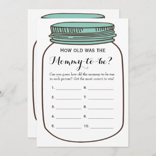 Mason Jars 2x Baby Shower Games- How Old Advice Invitation