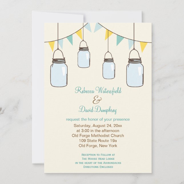 Mason Jars Country Theme Wedding Invitation (Front)