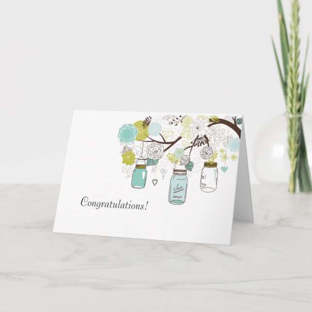 Mason Jars Floral Tree Card (Front)