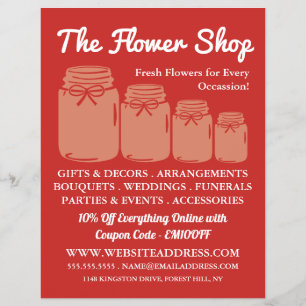 Mason Jars, Florist, Floristry Advertising Flyer