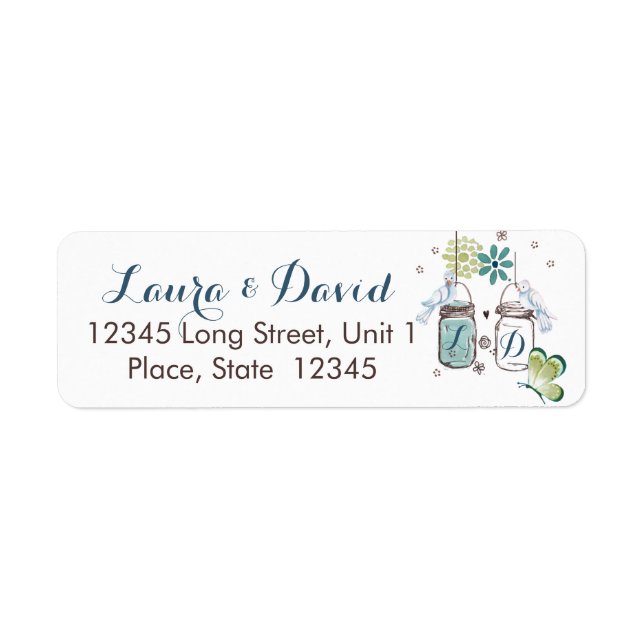 Mason Jars Garden Wedding | Return Address Labels (Front)